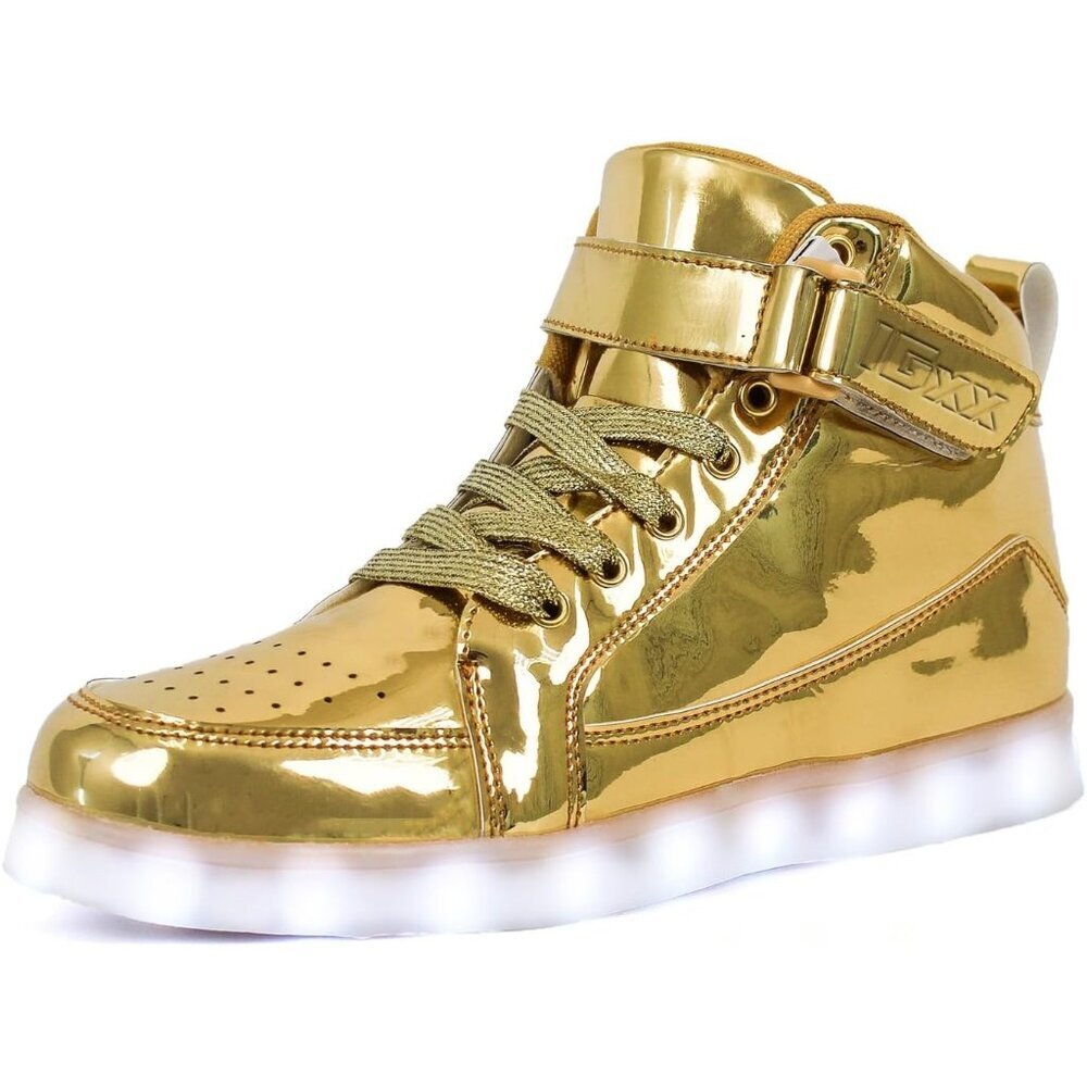⚡Unisex Gold Fashion USB Recharging High Top LED Light Up Casual Sneakers